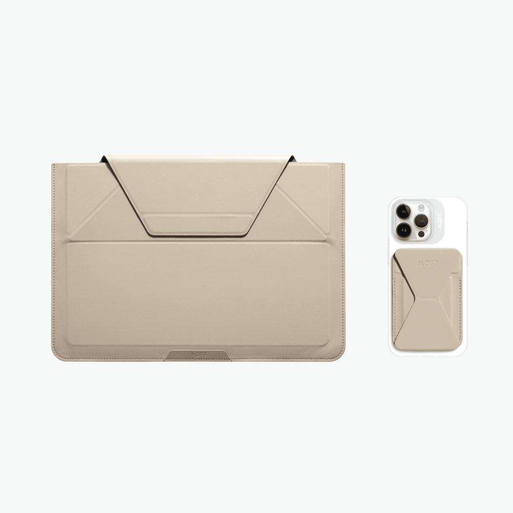 Urban Commuter Set - Laptop Sleeve & Snap-on Phone Stand bundle02 Beach White 14"