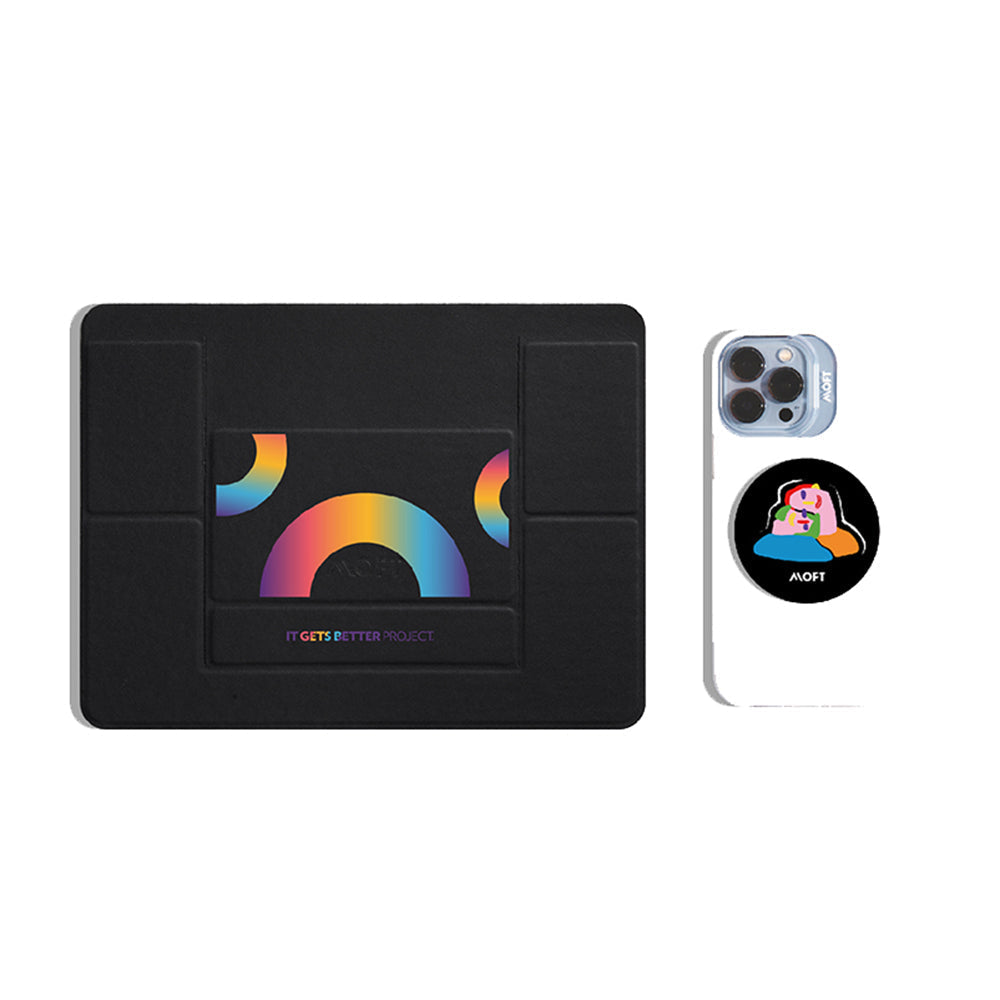 Snap Phone Grip & Stand - MagSafe Compatible MOFT It Gets Bette Pride Love Black #1