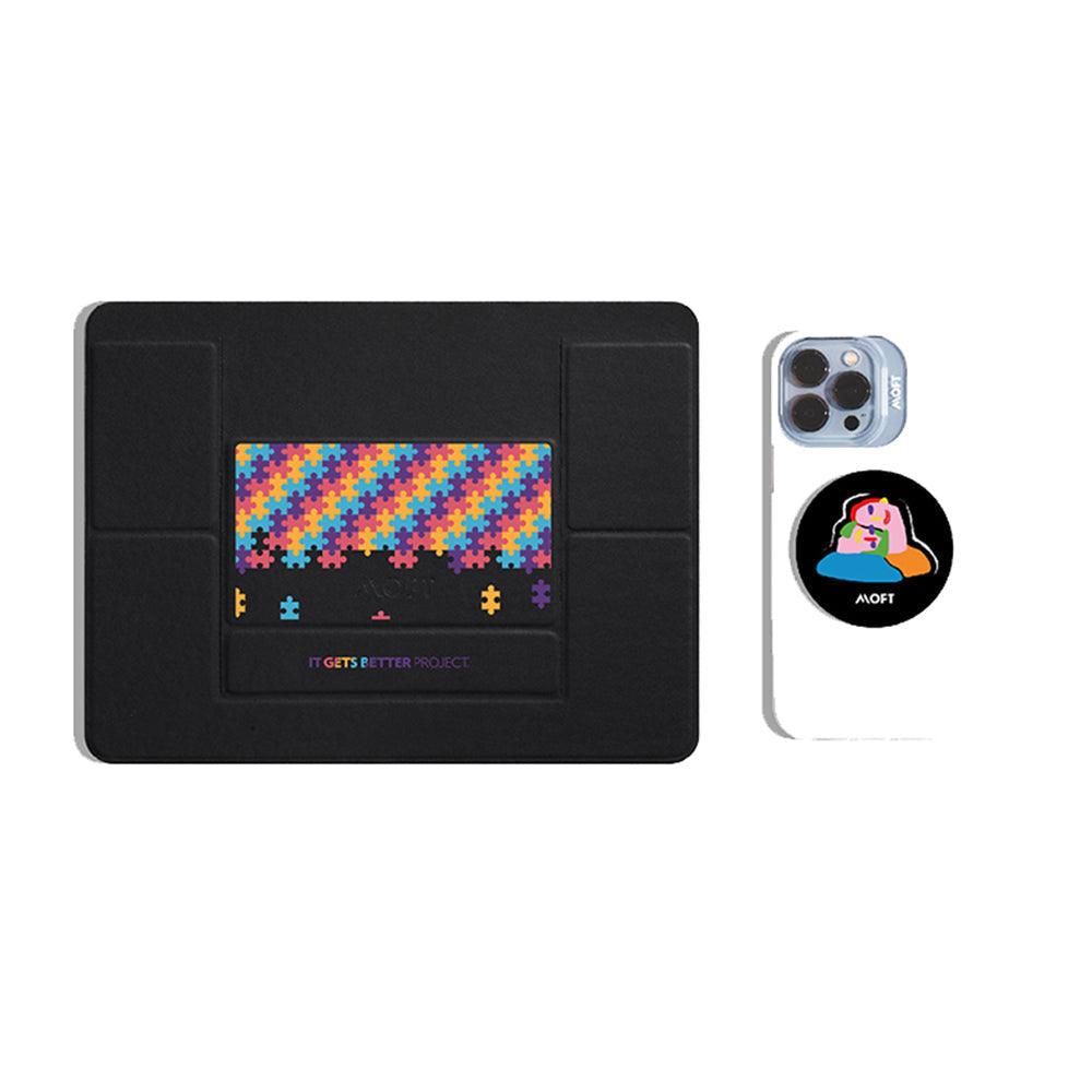 Snap Phone Grip & Stand - MagSafe Compatible MOFT It Gets Bette Pride Love Black #2