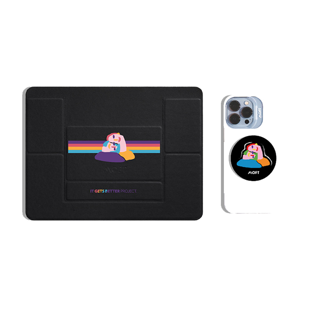Snap Phone Grip & Stand - MagSafe Compatible MOFT It Gets Bette Pride Love Black #3