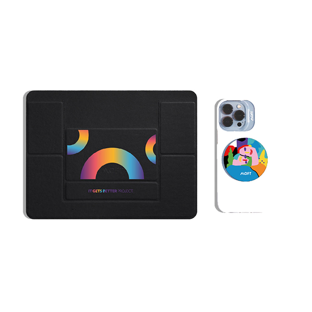 Snap Phone Grip & Stand - MagSafe Compatible MOFT It Gets Bette Pride Love Blue #1