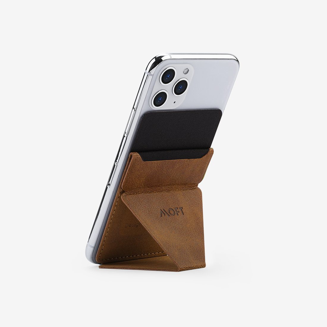 Invisible Phone Stand & Wallet For Phones MS007 Leather Brown