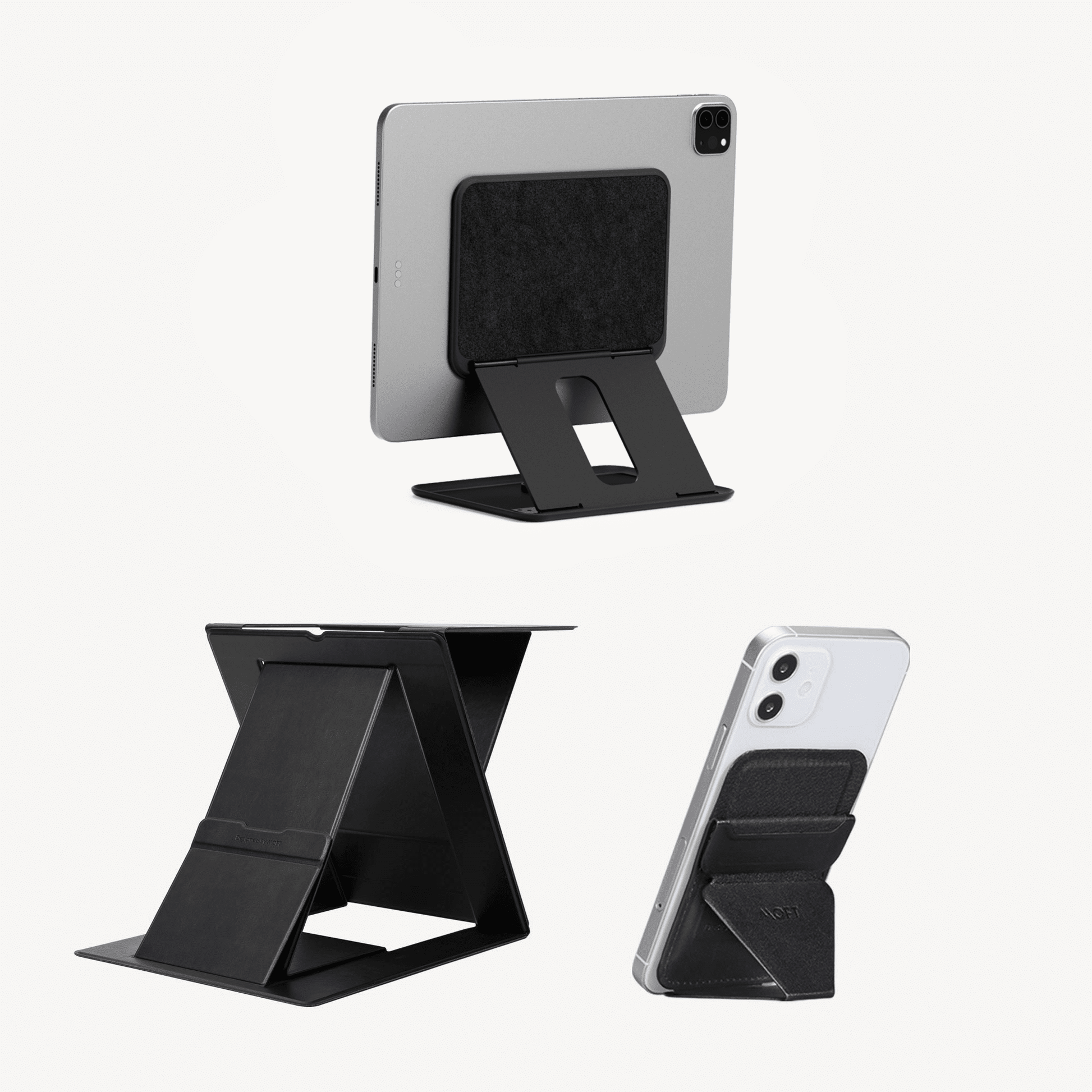 SOHO Working Set - Sit-stand Desk & Float & Snap-on Phone Stand bundle03 Black Universal Float Stand with a Snap Tablet Sticker