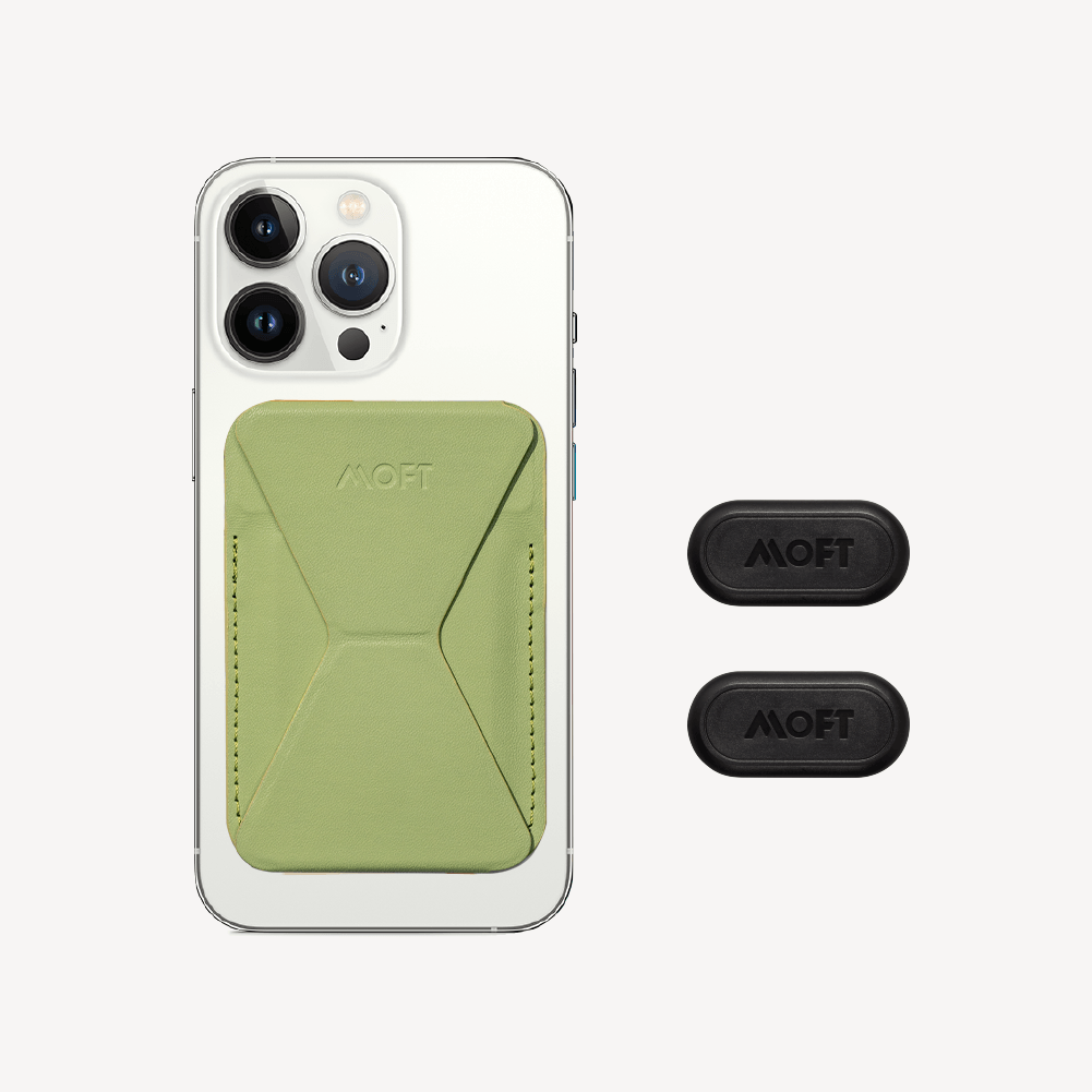 Snap-on Phone Stand & Wallet - MagSafe Compatible For Phones MS007M Sprout with 2 Magnetic Sticky Pads